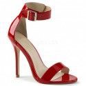 Sandalias de charol rojo y tacón con pulsera ancha Amuse 10 R