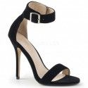Sandalias en terciopelo negro de tacón y pulsera ancha Amuse 10 BVEL