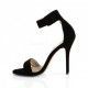 Sandalias en terciopelo negro de tacón y pulsera ancha Amuse 10 BVEL