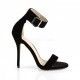 Sandalias en terciopelo negro de tacón y pulsera ancha Amuse 10 BVEL